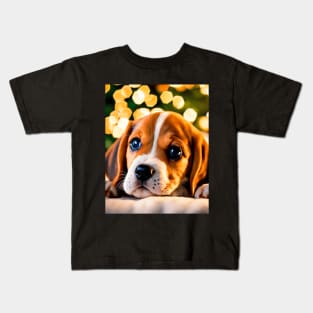 Cute Beagle Dog Puppy Christmas Kids T-Shirt